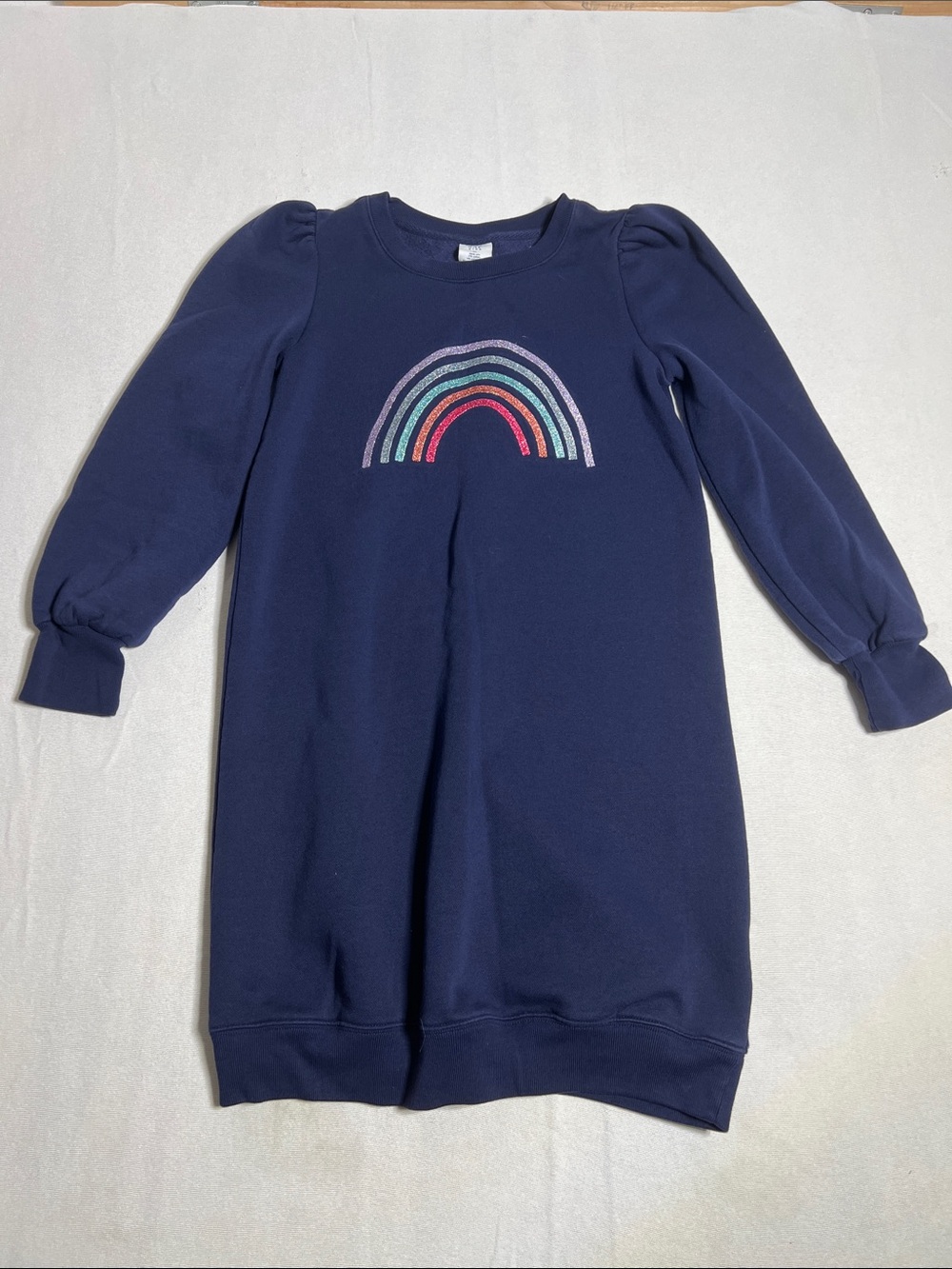 GAP Navy Sweatshirt Dress with Embroidered Rainbow